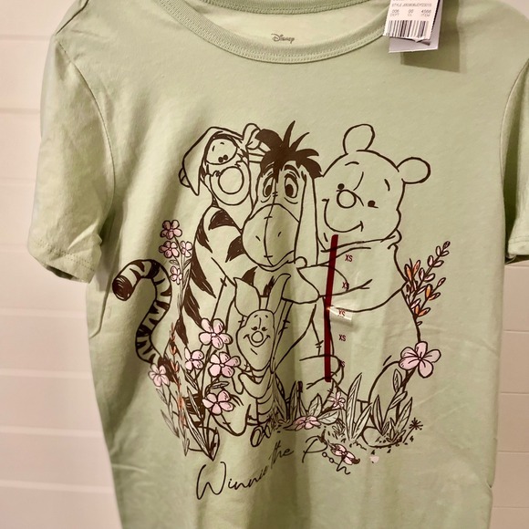 Disney Winnie the Pooh T-Shirt Women's XS Light Green Graphic Tee - Picture 2 of 6